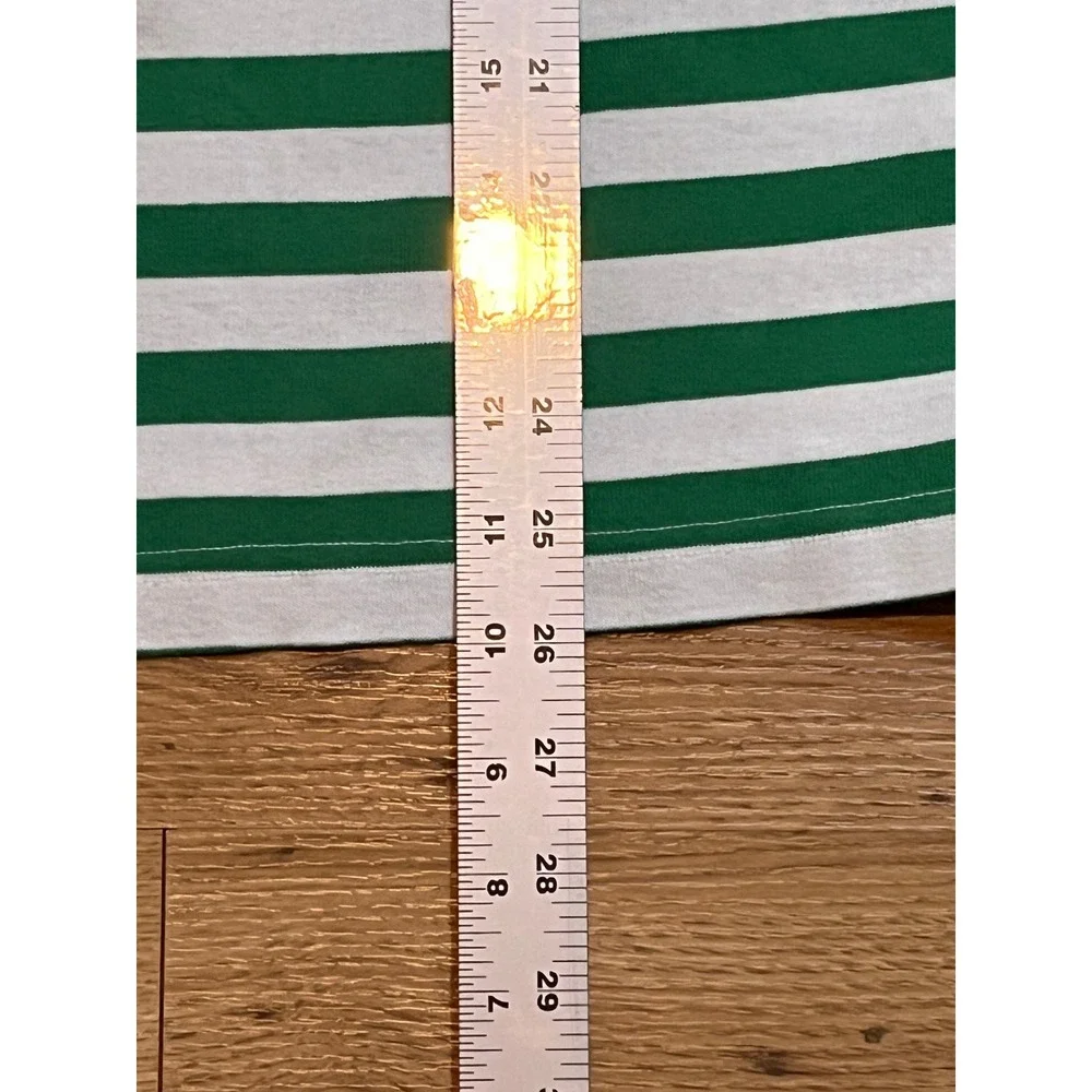 Hanna Andersson Pajama Set Women L Green White Stripe Holiday Organic Cotton PJs